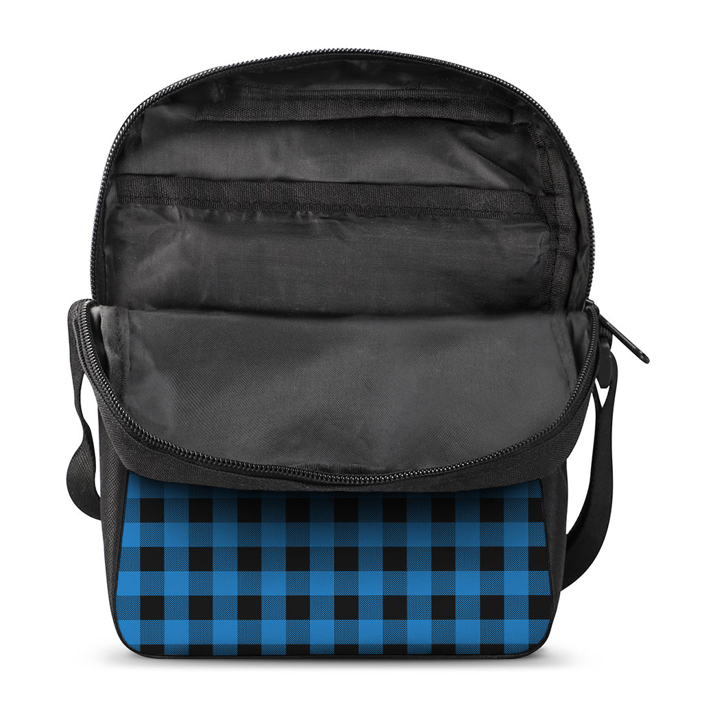 Blue And Black Buffalo Check Print Rectangular Crossbody Bag