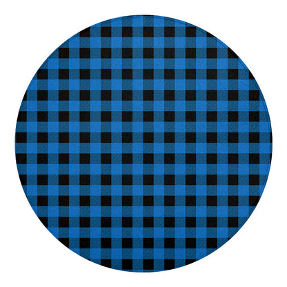 Blue And Black Buffalo Check Print Round Blanket