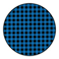 Blue And Black Buffalo Check Print Round Floor Mat