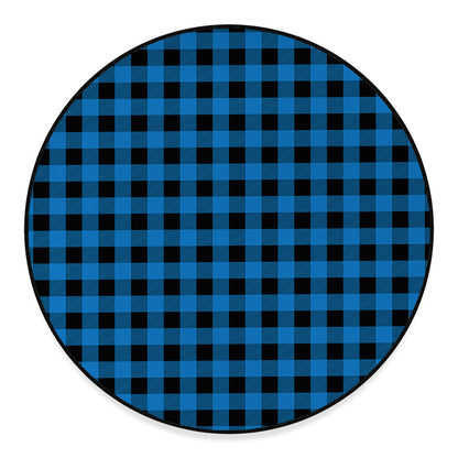 Blue And Black Buffalo Check Print Round Floor Mat