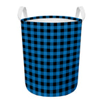 Blue And Black Buffalo Check Print Round Laundry Basket
