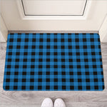 Blue And Black Buffalo Check Print Rubber Doormat