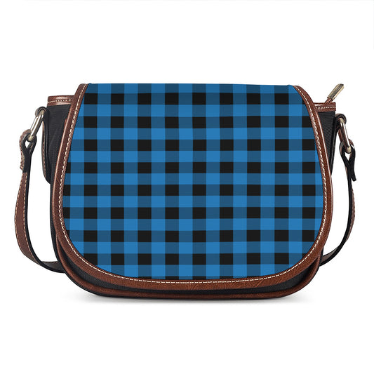Blue And Black Buffalo Check Print Saddle Bag