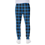 Blue And Black Buffalo Check Print Scuba Joggers