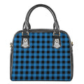 Blue And Black Buffalo Check Print Shoulder Handbag