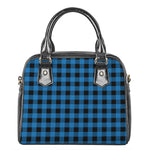 Blue And Black Buffalo Check Print Shoulder Handbag