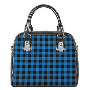 Blue And Black Buffalo Check Print Shoulder Handbag