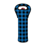 Blue And Black Buffalo Check Print Single Neoprene Wine Tote