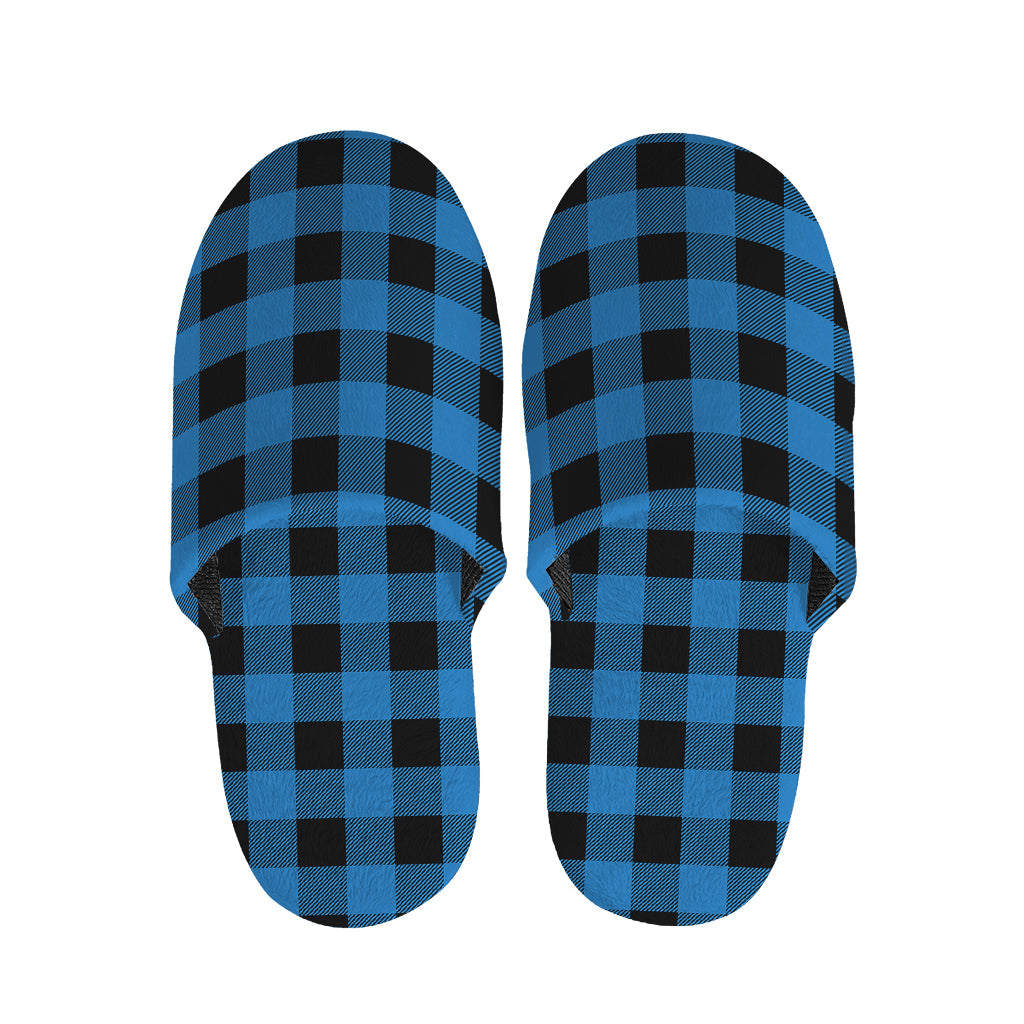 Blue And Black Buffalo Check Print Slippers