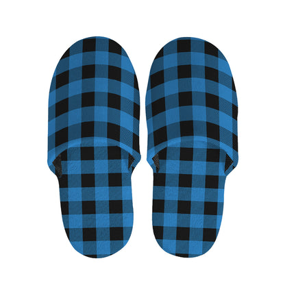 Blue And Black Buffalo Check Print Slippers