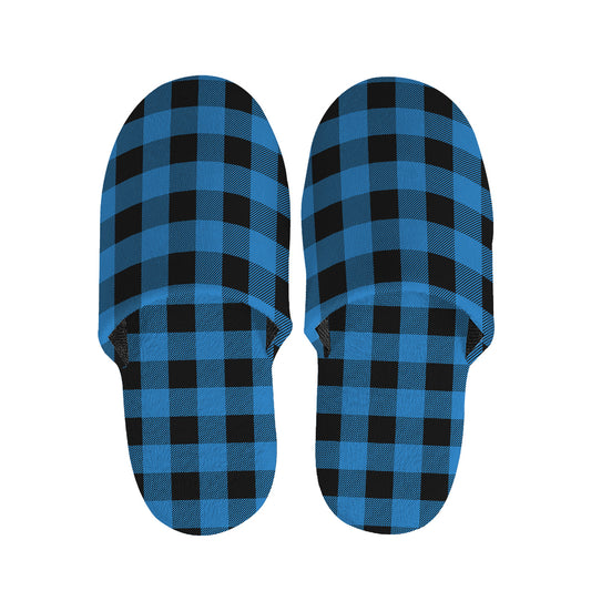 Blue And Black Buffalo Check Print Slippers