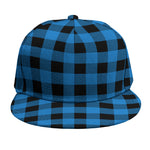 Blue And Black Buffalo Check Print Snapback Cap