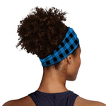 Blue And Black Buffalo Check Print Sports Headband