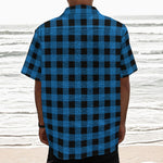 Blue And Black Buffalo Check Print Textured Short Sleeve Shirt