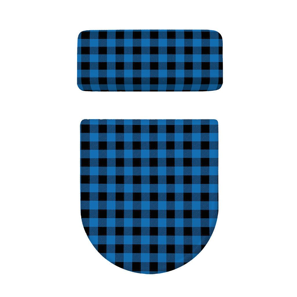 Blue And Black Buffalo Check Print Toilet Lid And Tank Cover Set