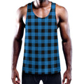 Blue And Black Buffalo Check Print Men's Workout Tank Top
