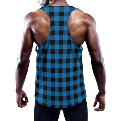 Blue And Black Buffalo Check Print Training Tank Top
