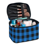 Blue And Black Buffalo Check Print Travel Makeup Bag