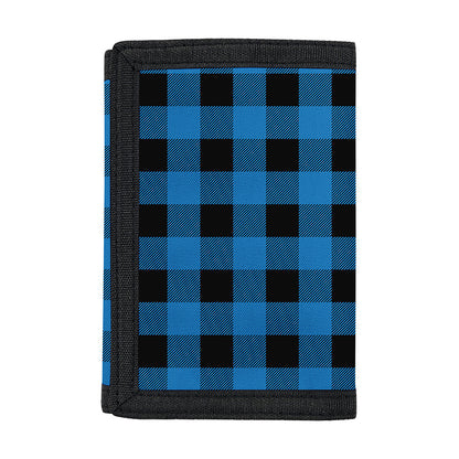 Blue And Black Buffalo Check Print Trifold Wallet