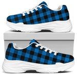 Blue And Black Buffalo Check Print White Chunky Shoes