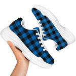 Blue And Black Buffalo Check Print White Chunky Shoes