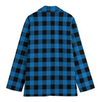 Blue And Black Buffalo Check Print Women's Blazer