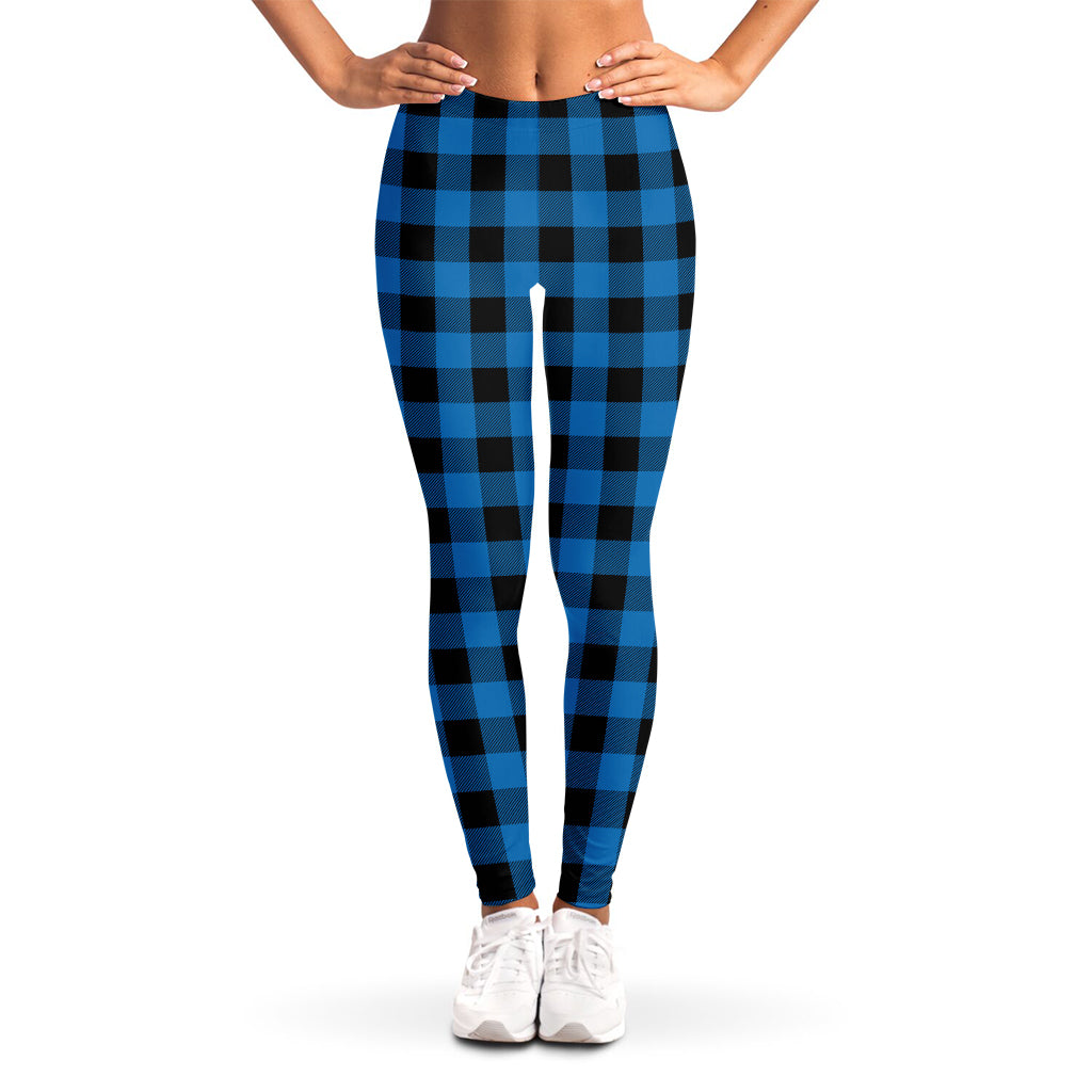 Blue And Black Buffalo Check Print Women's Leggings