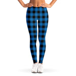 Blue And Black Buffalo Check Print Women's Leggings