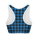 Blue And Black Buffalo Check Print Women's Sports Bra