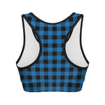 Blue And Black Buffalo Check Print Women's Sports Bra