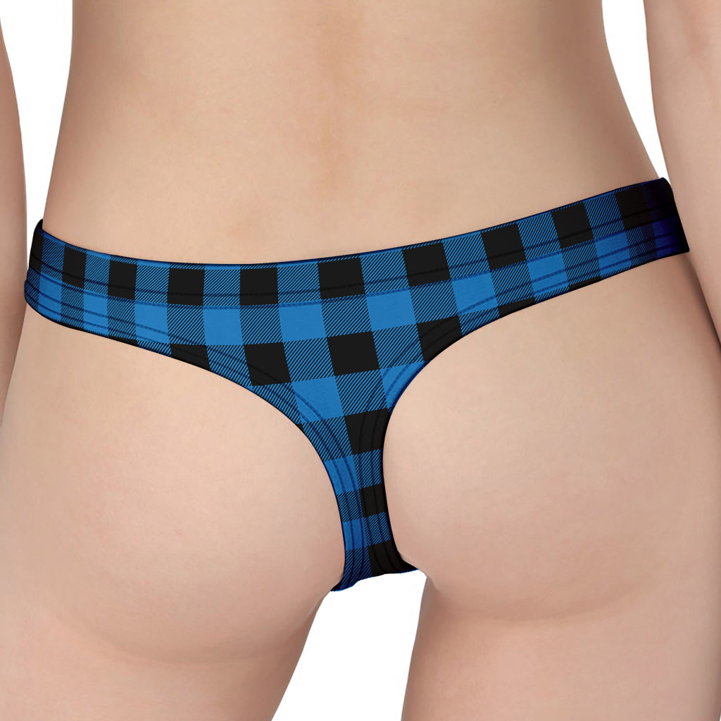 Blue And Black Buffalo Check Print Women's Thong