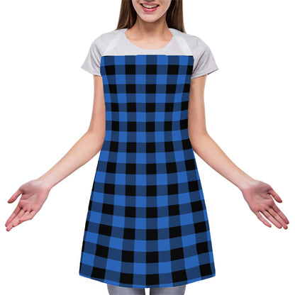 Blue And Black Buffalo Plaid Print Adjustable Apron