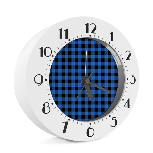 Blue And Black Buffalo Plaid Print Alarm Clock