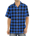 Blue And Black Buffalo Plaid Print Aloha Shirt