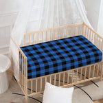 Blue And Black Buffalo Plaid Print Baby Crib Sheet