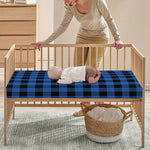 Blue And Black Buffalo Plaid Print Baby Crib Sheet