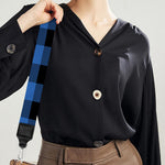 Blue And Black Buffalo Plaid Print Bag Strap