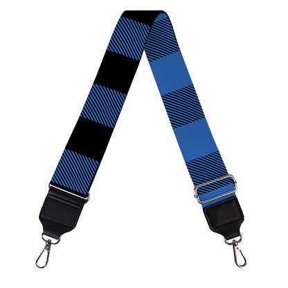 Blue And Black Buffalo Plaid Print Bag Strap