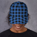 Blue And Black Buffalo Plaid Print Baseball Cap