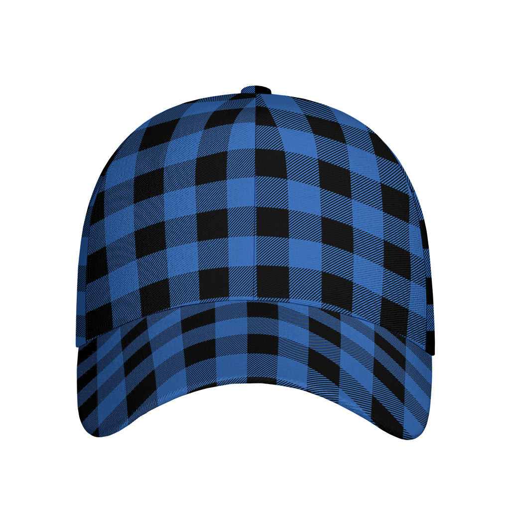 Blue And Black Buffalo Plaid Print Baseball Cap