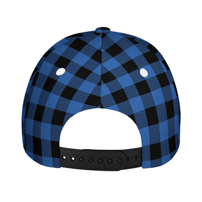 Blue And Black Buffalo Plaid Print Baseball Cap