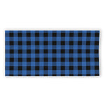 Blue And Black Buffalo Plaid Print Beach Towel