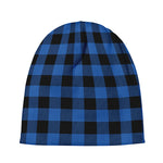 Blue And Black Buffalo Plaid Print Beanie
