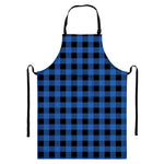 Blue And Black Buffalo Plaid Print Bib Apron With Pocket