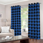 Blue And Black Buffalo Plaid Print Blackout Grommet Curtains