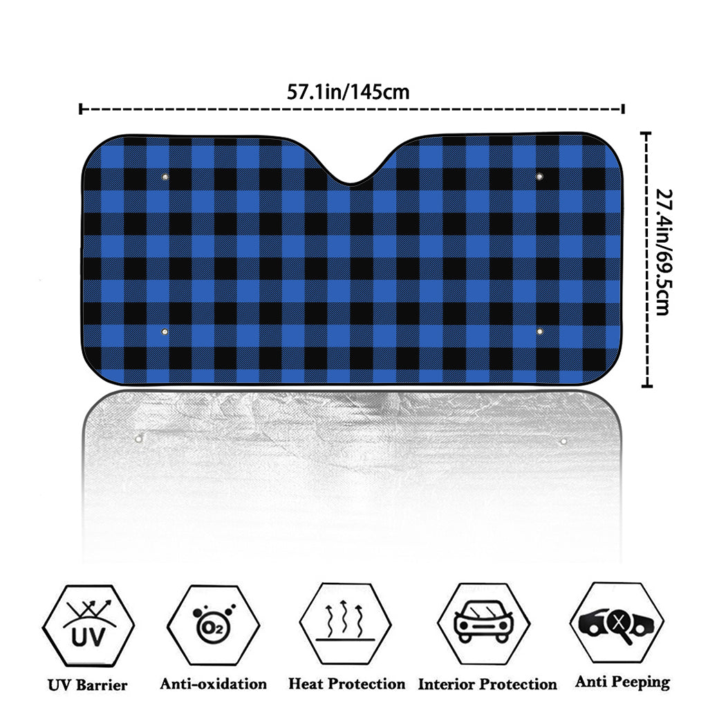 Blue And Black Buffalo Plaid Print Car Windshield Sun Shade