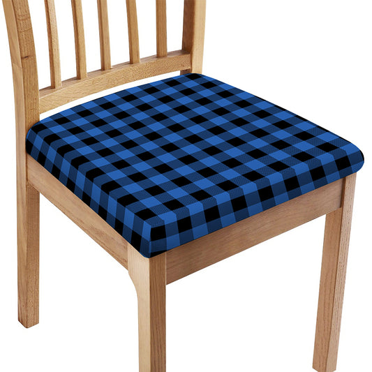 Blue And Black Buffalo Plaid Print Chair Cushion Cover