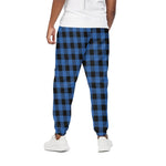 Blue And Black Buffalo Plaid Print Cotton Pants