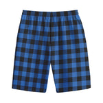 Blue And Black Buffalo Plaid Print Cotton Shorts