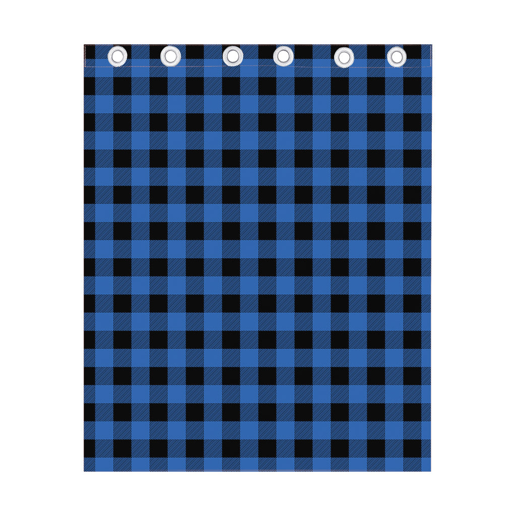 Blue And Black Buffalo Plaid Print Curtain